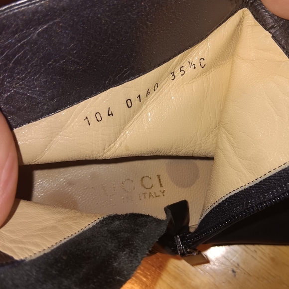 Gucci GG Leather Zip Heeled Ankle Boots Size 35 1/2 - Picture 6 of 7